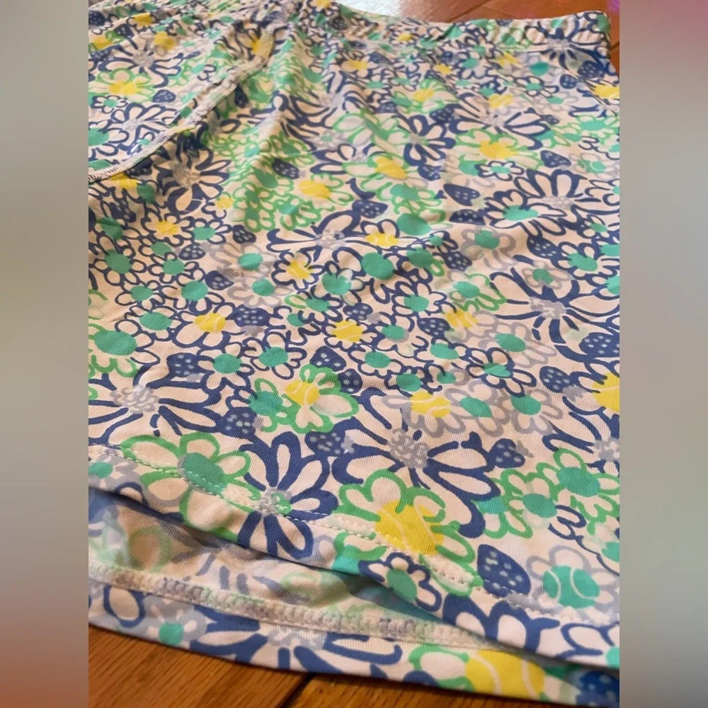 Lily Pulitzer Luxletic Bike Shorts Women’s Size Small Blue/Green Floral EUC - Picture 2 of 10